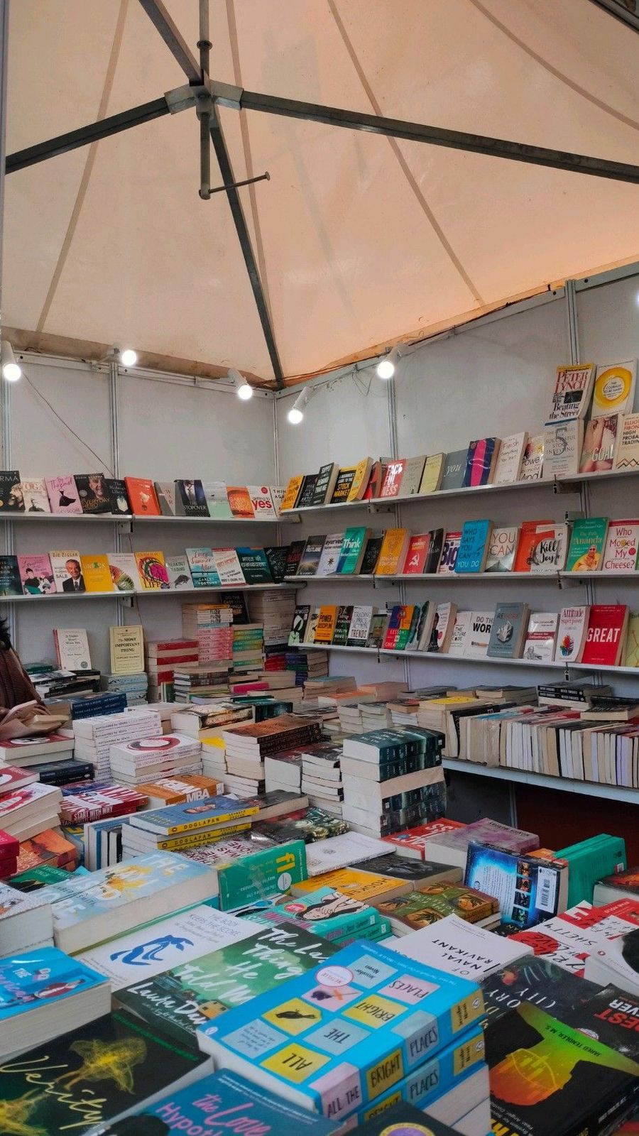 Book tent interior at literary festival